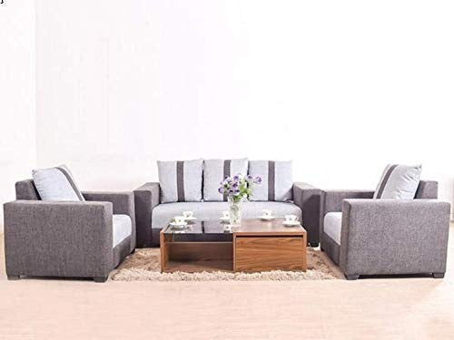 5 Seater Sofa Set:- Nebro (3+1+1) Fabric Sofa Set (Grey)