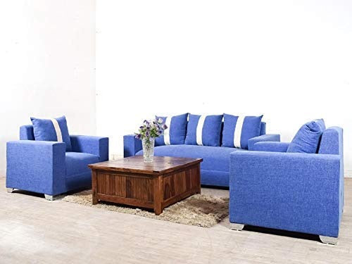 5 Seater Sofa Set (3+1+1) Fabric Sofa Set (ink Blue)