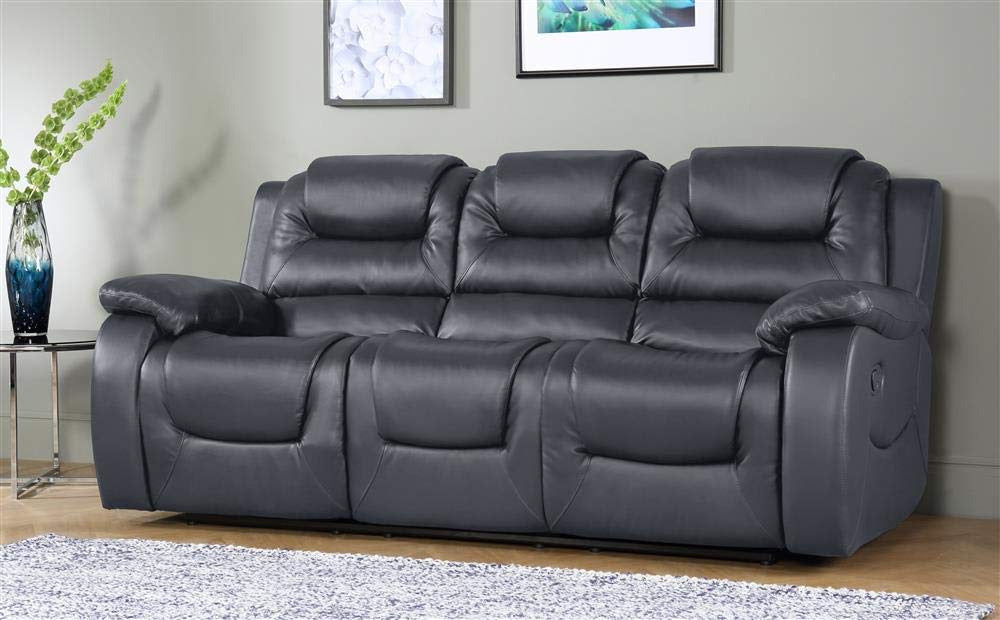 5 Seater Sofa Set:- (3+2) Recliner Leatherette Sofa Set (Grey)
