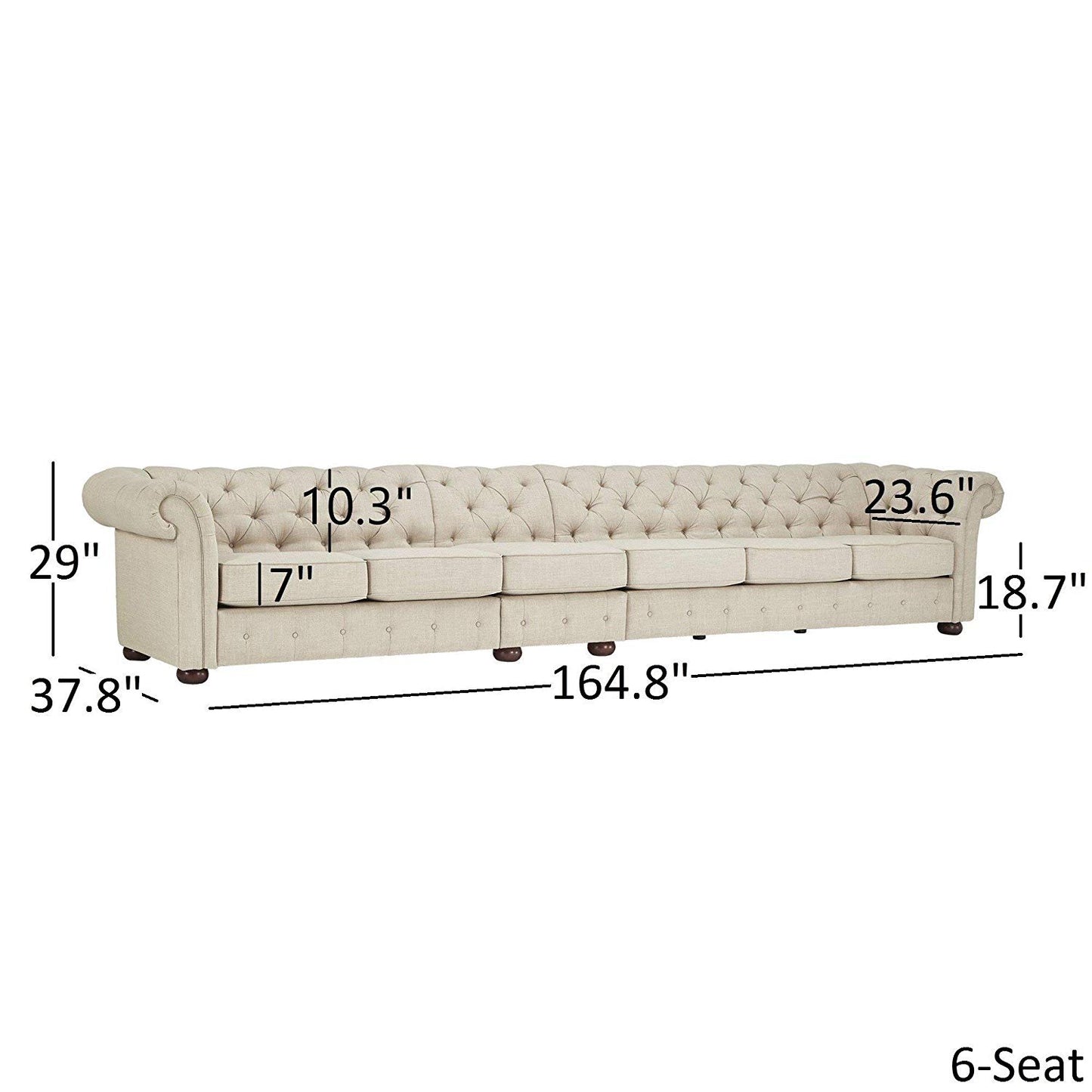 4 Seater Sofa Set:- Extra Long Tufted Chesterfield Modular Fabric Sofa Set (Cream)