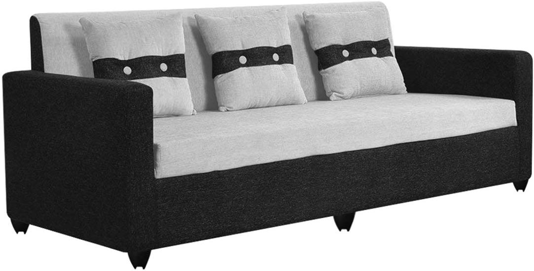 3 Seater Sofa:- Winslow Fabric Sofa Set (Black & Grey)