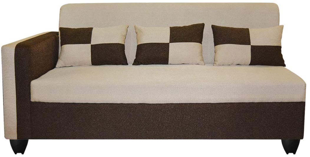 L Shape Sofa Set: -Lisa Fabric Sofa Set (Cream & Brown)