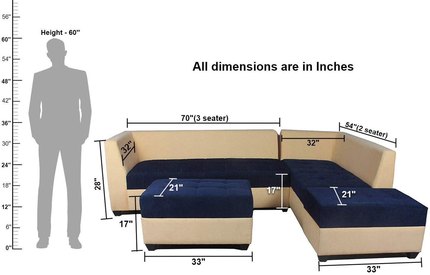 L Shape Sofa Set:- Fabric Sectional Sofa Set