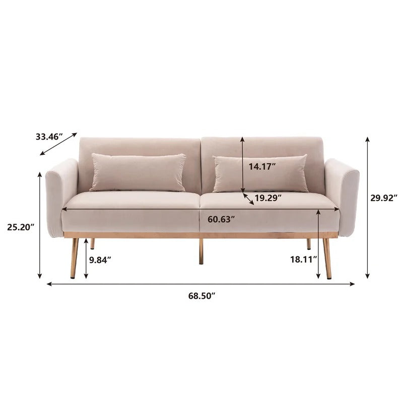 Office Sofa: 68.5'' Velvet Round Arm Reclining Loveseat