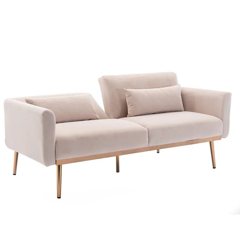 Office Sofa: 68.5'' Velvet Round Arm Reclining Loveseat