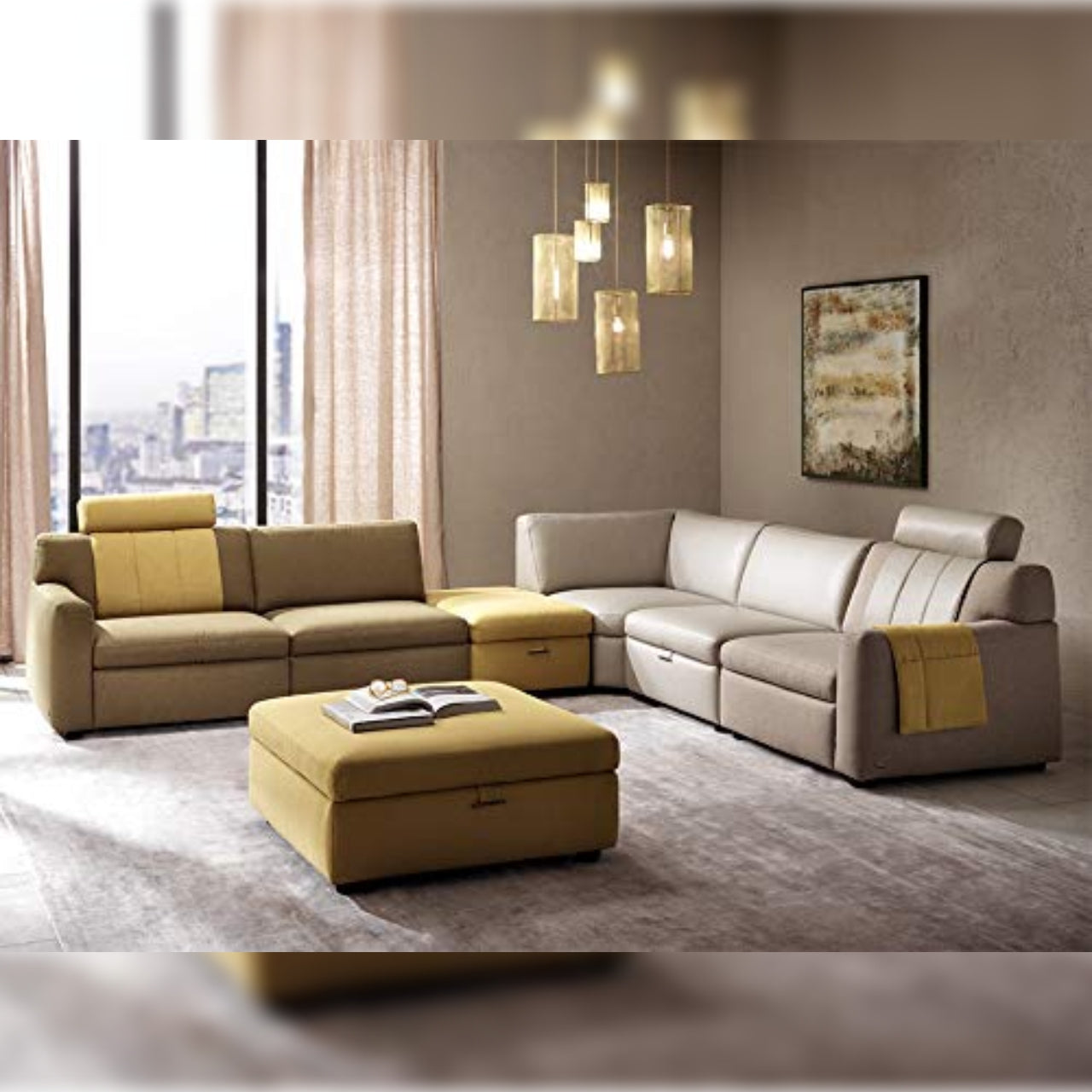 6 Seater Sofa Set- Modular Sectional Leatherette Sofa Set (Multi- Color)