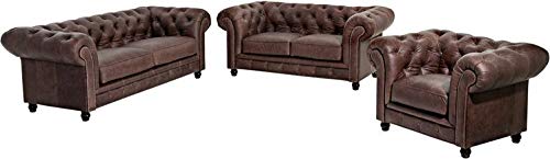 6 Seater Sofa Set:- Nemila Leatherette Sofa Set (Dark Brown)
