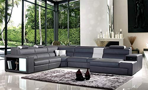 6 Seater Sofa Set:- Sectional Bonded Leatherette Sofa Set (Grey)