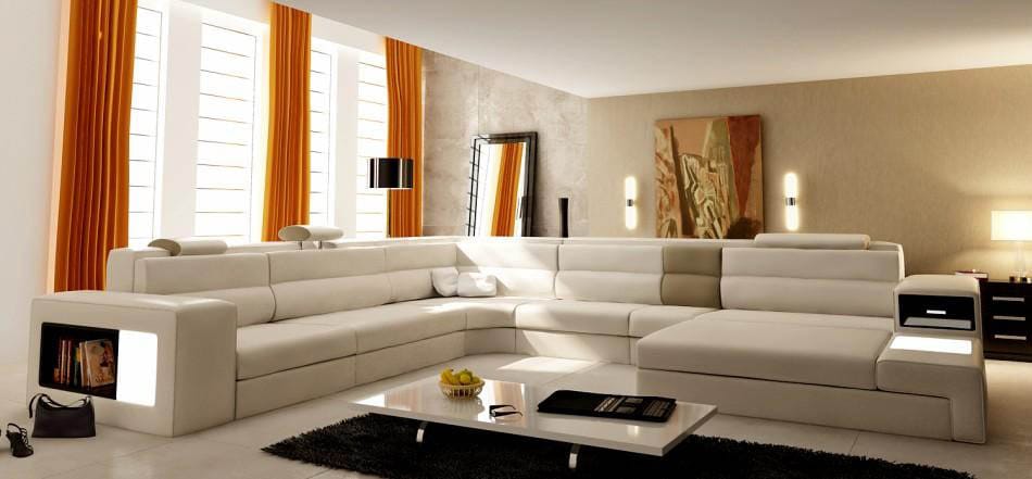 6 Seater Sofa Set:- Sectional Bonded Leatherette Sofa Set (Grey)
