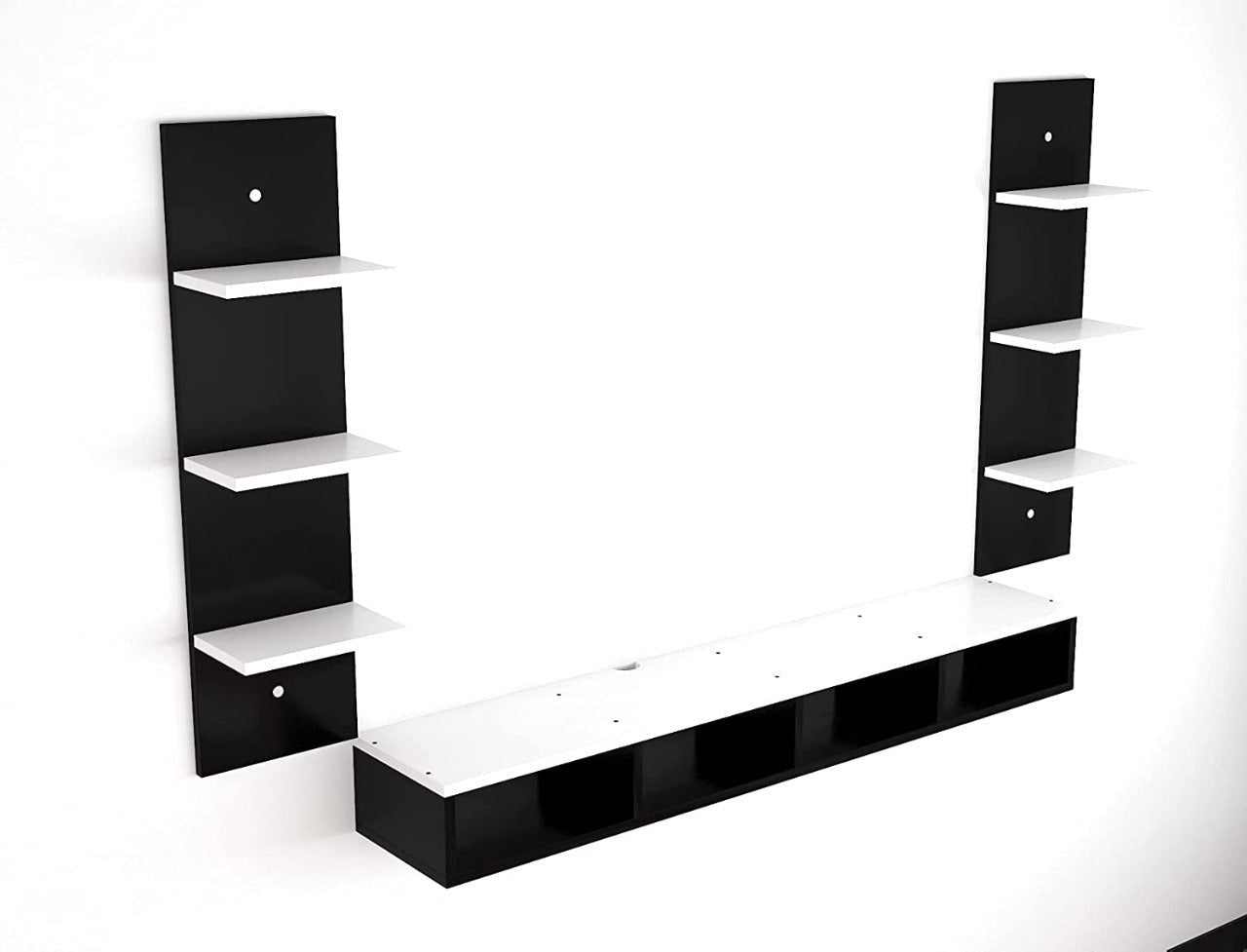 Wall Mount TV Unit: 6 Wall Shelf Display Rack for Living Room