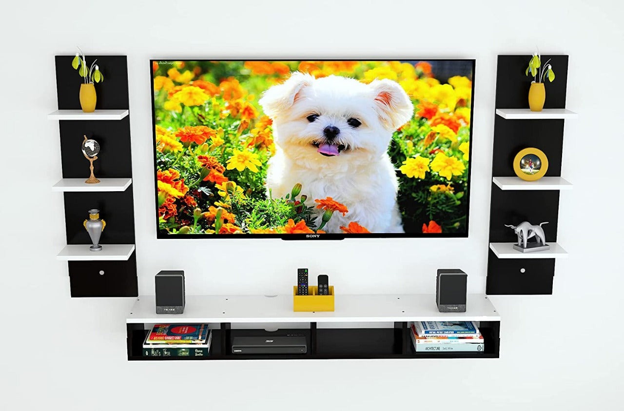 Wall Mount TV Unit: 6 Wall Shelf Display Rack for Living Room