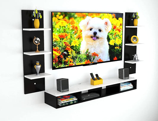 Wall Mount TV Unit: 6 Wall Shelf Display Rack for Living Room