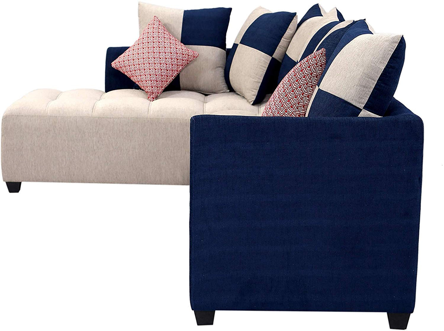 L Shape Sofa Set:- Daisuke Fabric Sofa Set (Beige & Brown)