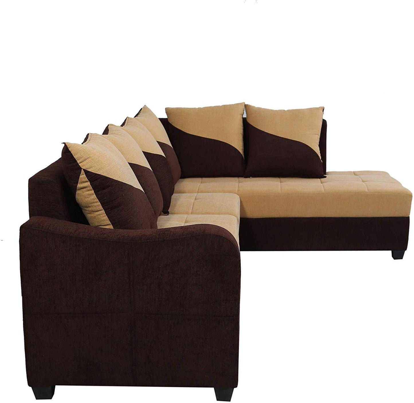 L Shape Sofa Set- Sato Fabric Sofa Set (Beige and Brown)