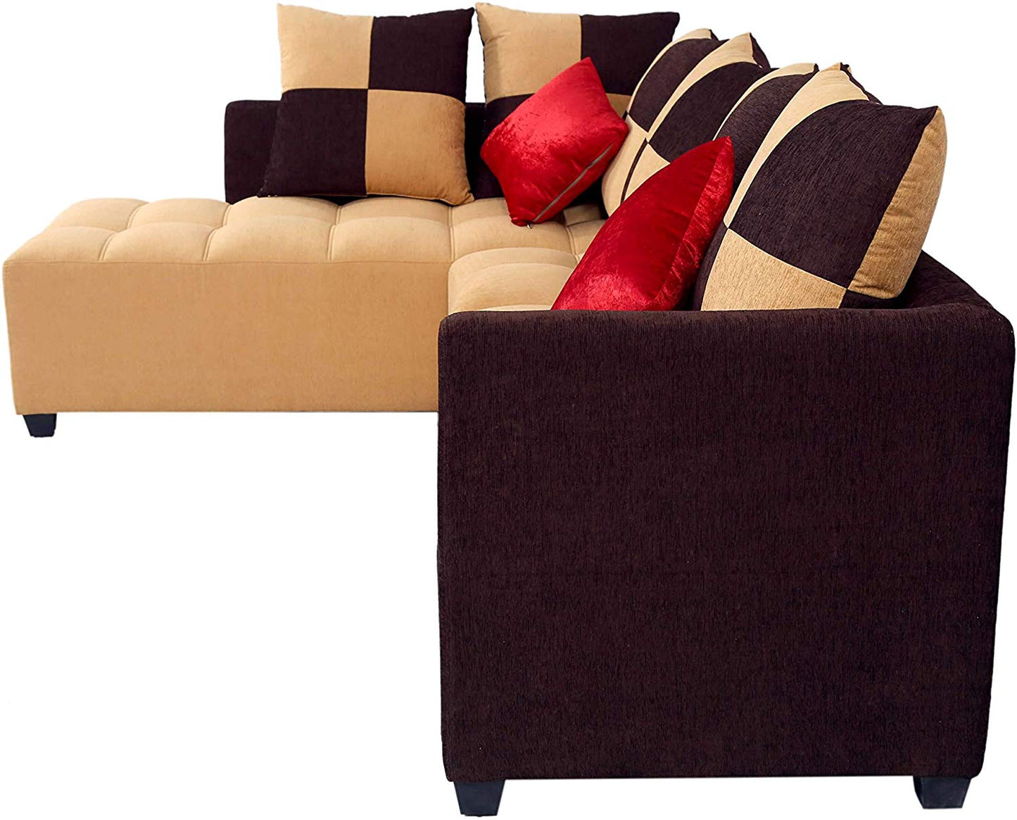 L Shape Sofa Set:- Daisuke Fabric Sofa Set (Beige & Brown)