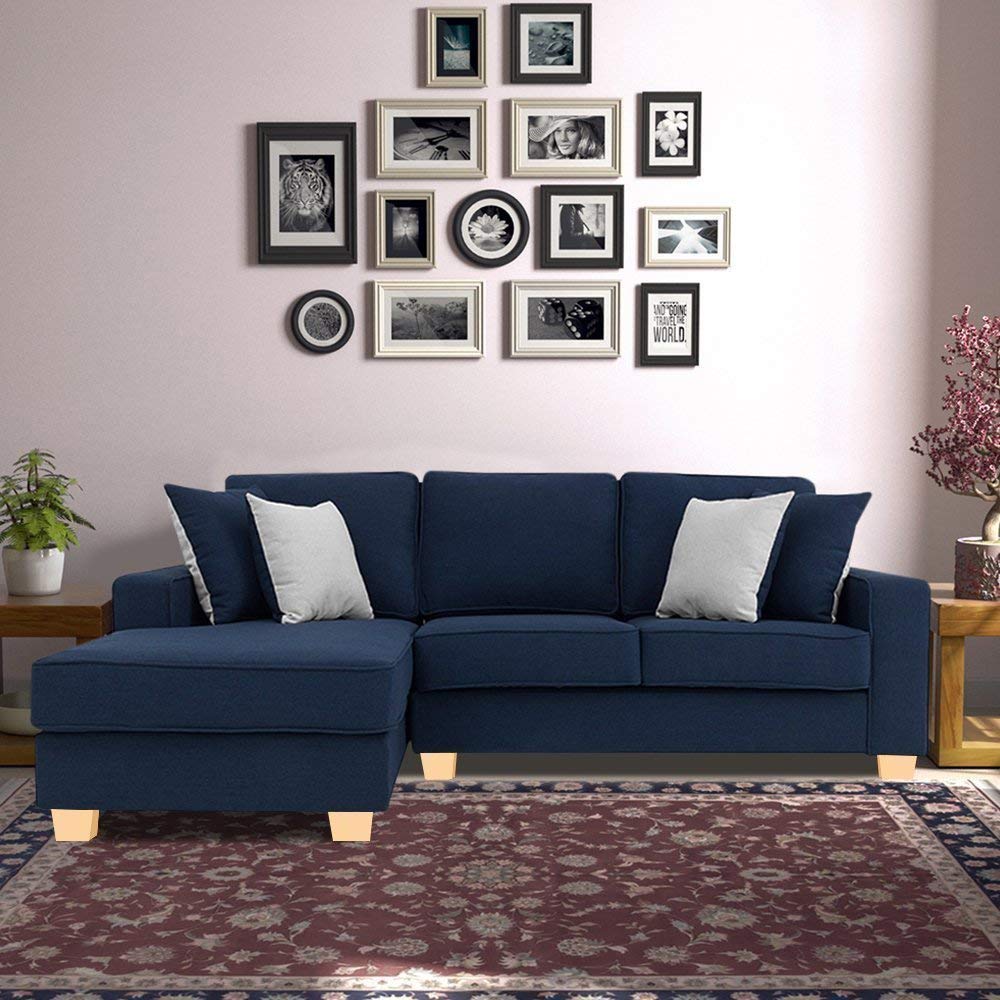 L Shape Sofa Set:- Fabric Sofa Set (Blue)