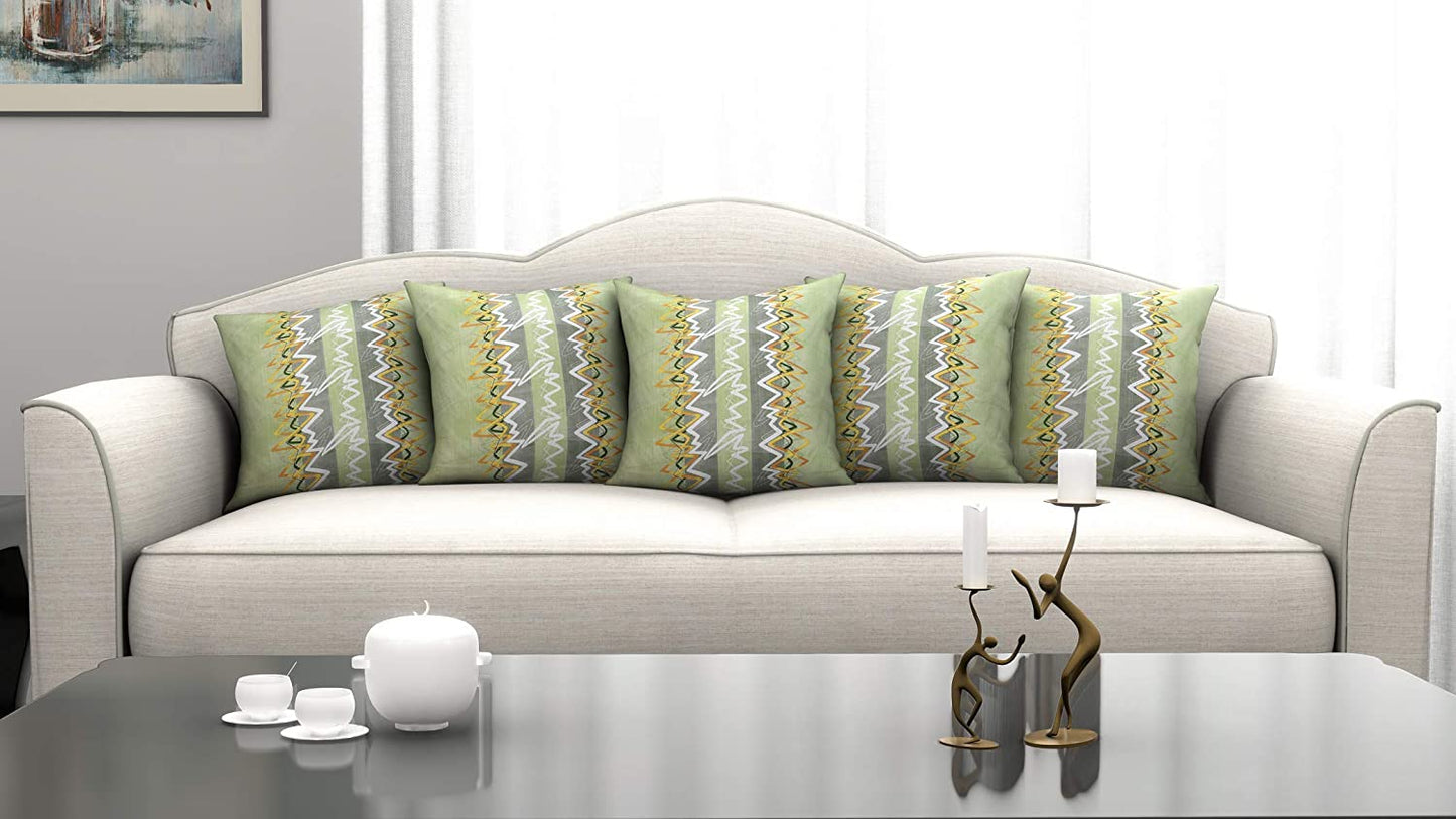 Cushion Cover Cotton 120 TC Cushion Cover, 16 x 16 Inch, Light Green, 5 Pieces