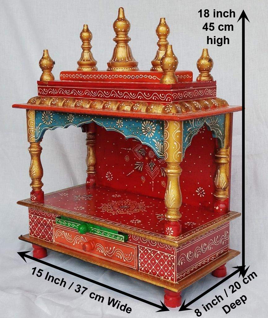 Temple: Rajasthani Ethnic Handcrafted Wooden Temple/Mandir/Pooja Ghar/Mandapam