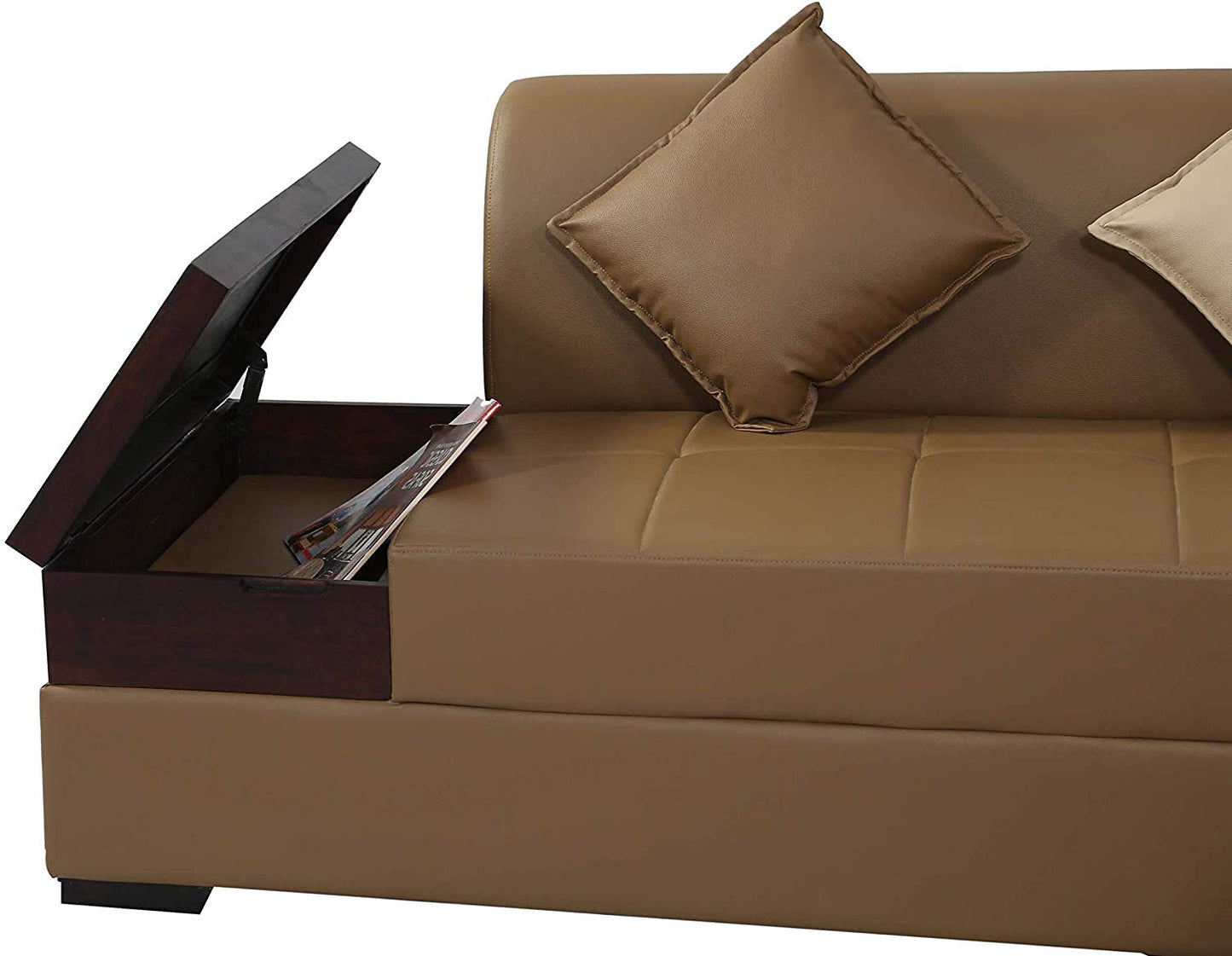L Shape Sofa Set:- Rome 6 Seater Fabric Sofa Set (Tan Brown)