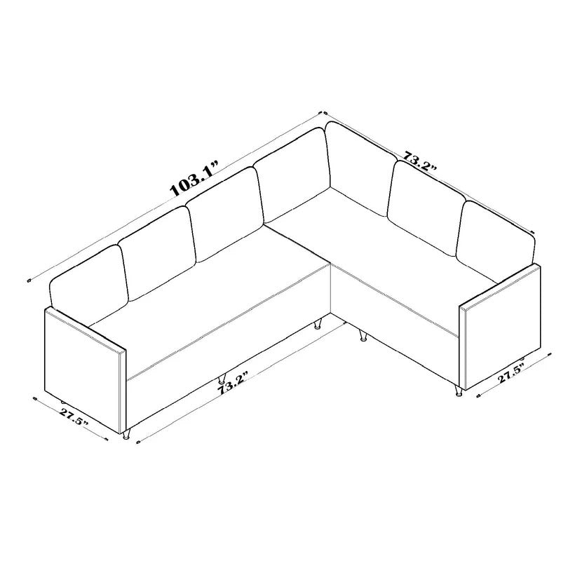 7 Seater Sofa Set: 103" Wide Corner Sectional Sofa