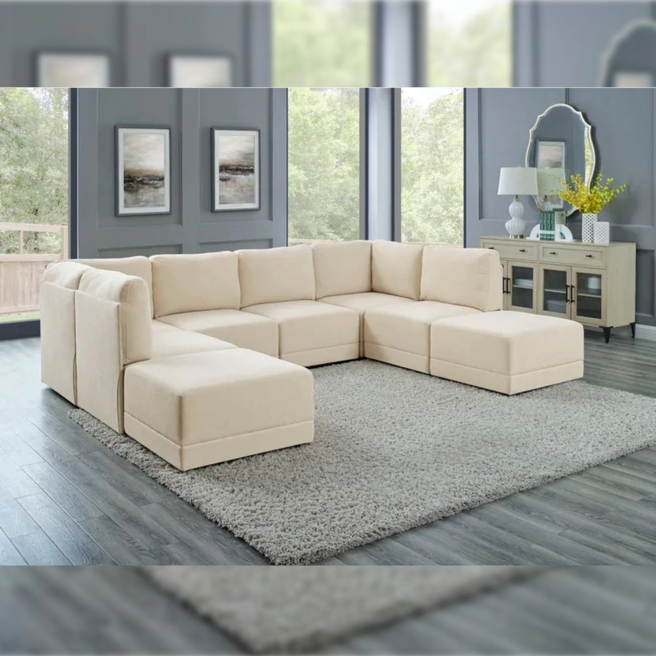 7 Seater Sofa Set 116 Wide Symmetrical Modular Corner