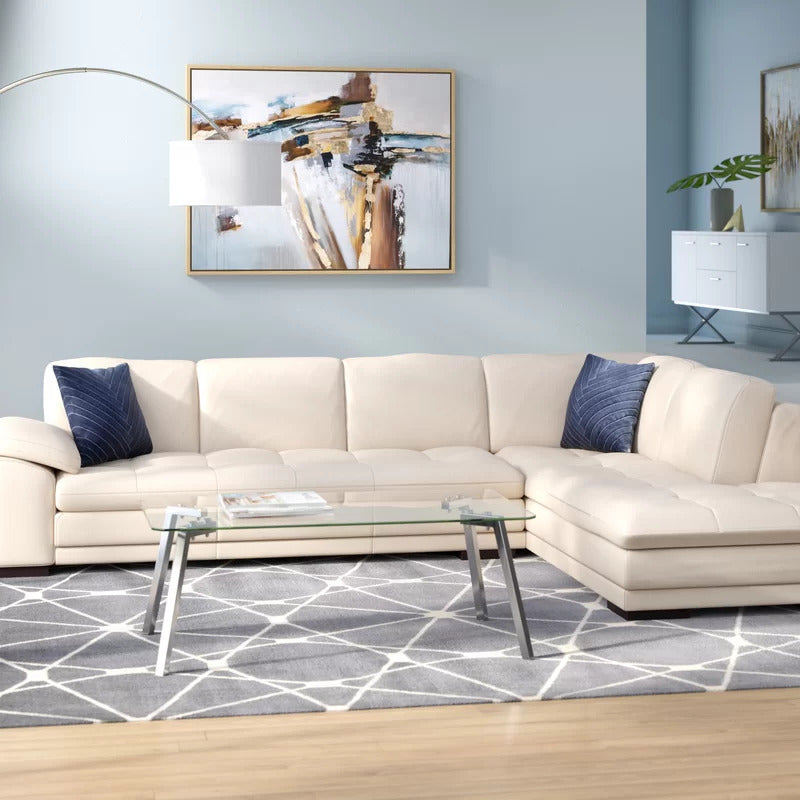 7 Seater Sofa Set: 124" Wide Leatherette L Shape Sofa Set