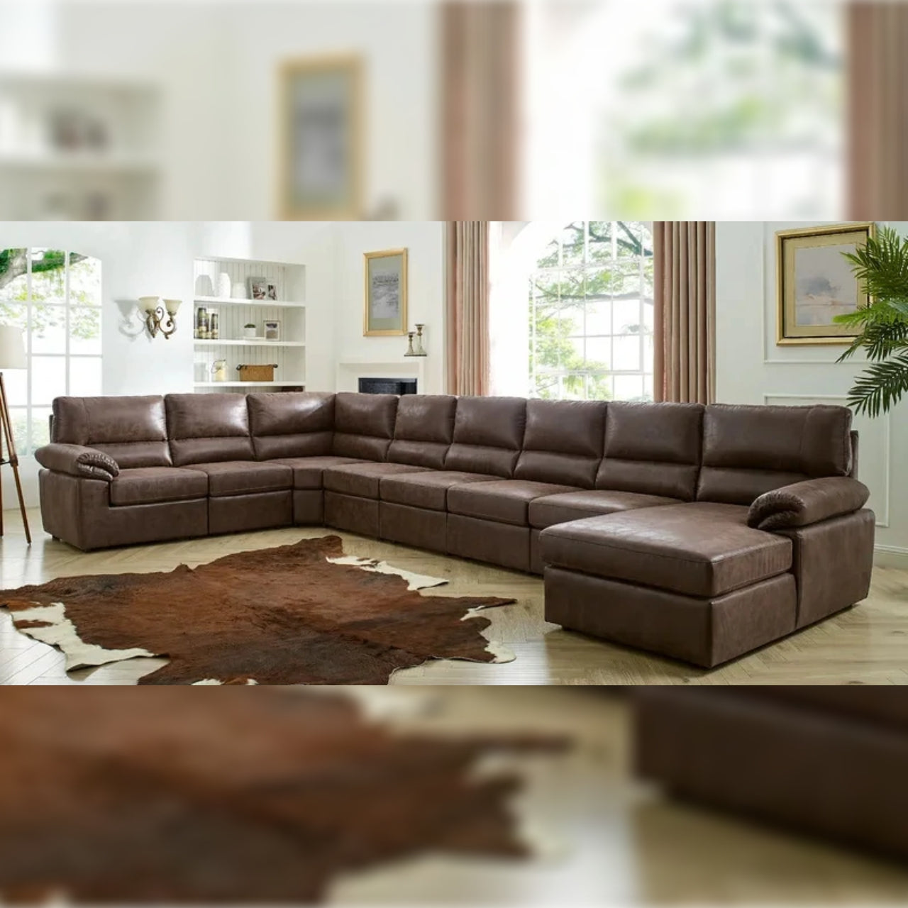 7 Seater Sofa Set 178.5 Wide Faux Leatherette Left