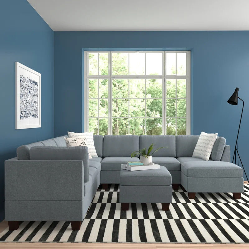 7 Seater Sofa Set: U Shape 116" Wide Sectional Sofa Set