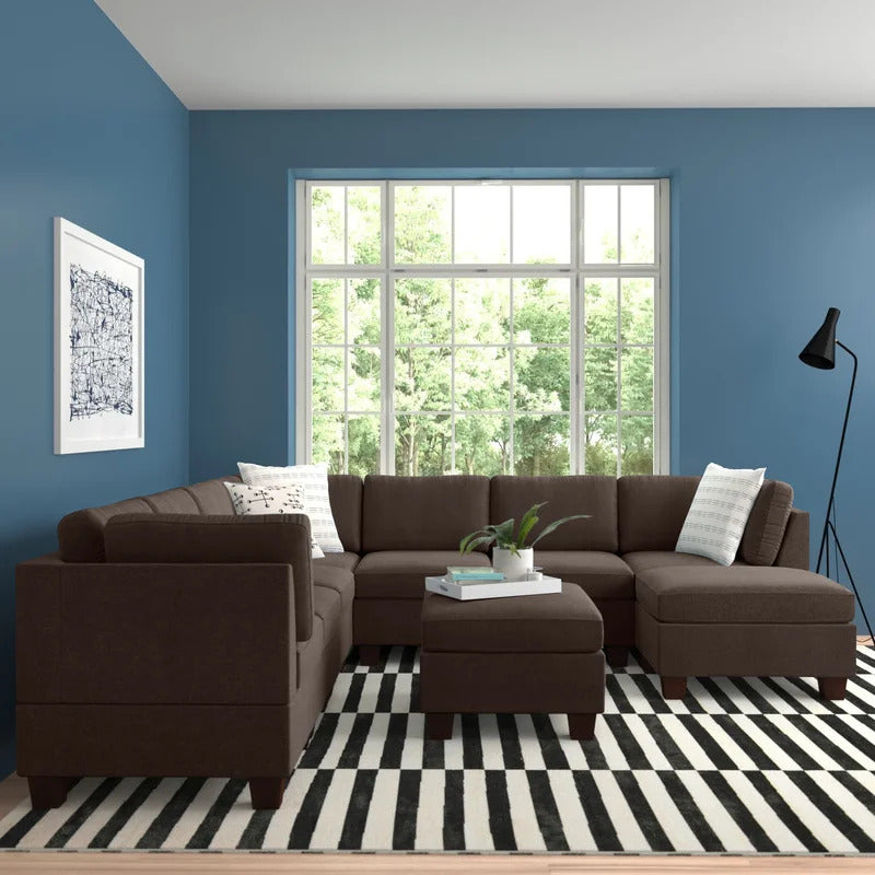 7 Seater Sofa Set: U Shape 116" Wide Sectional Sofa Set