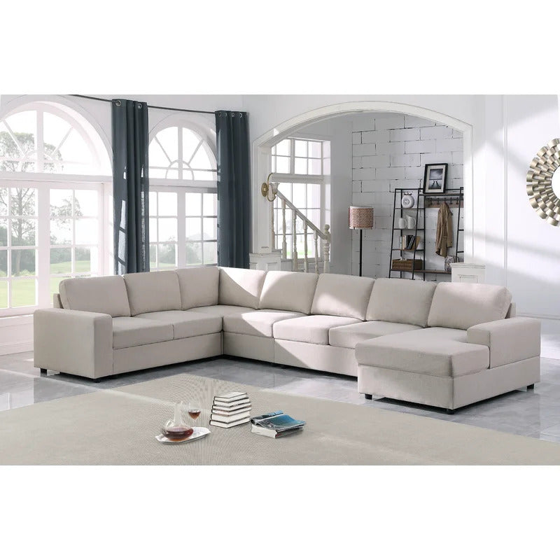 7 Seater Sofa Set: U Shape Reversible Sectional Sofa Set