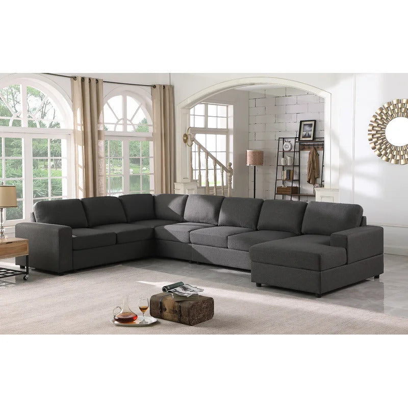 7 Seater Sofa Set: U Shape Reversible Sectional Sofa Set