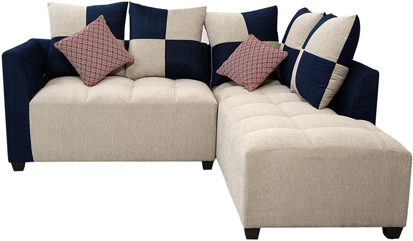 L Shape Sofa Set- Fabric Sofa Set (Grey and Blue)