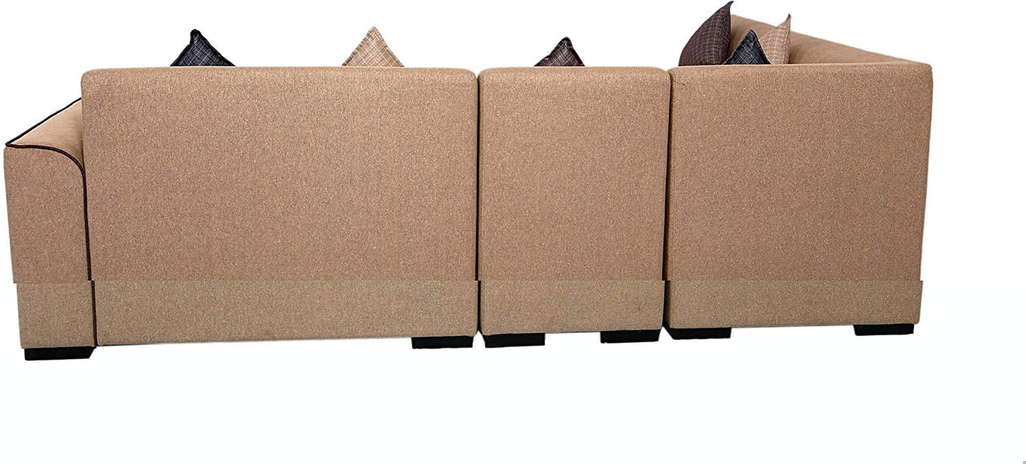 L Shape Sofa Set:- Rome 6 Seater Fabric Sofa Set (Tan Brown)