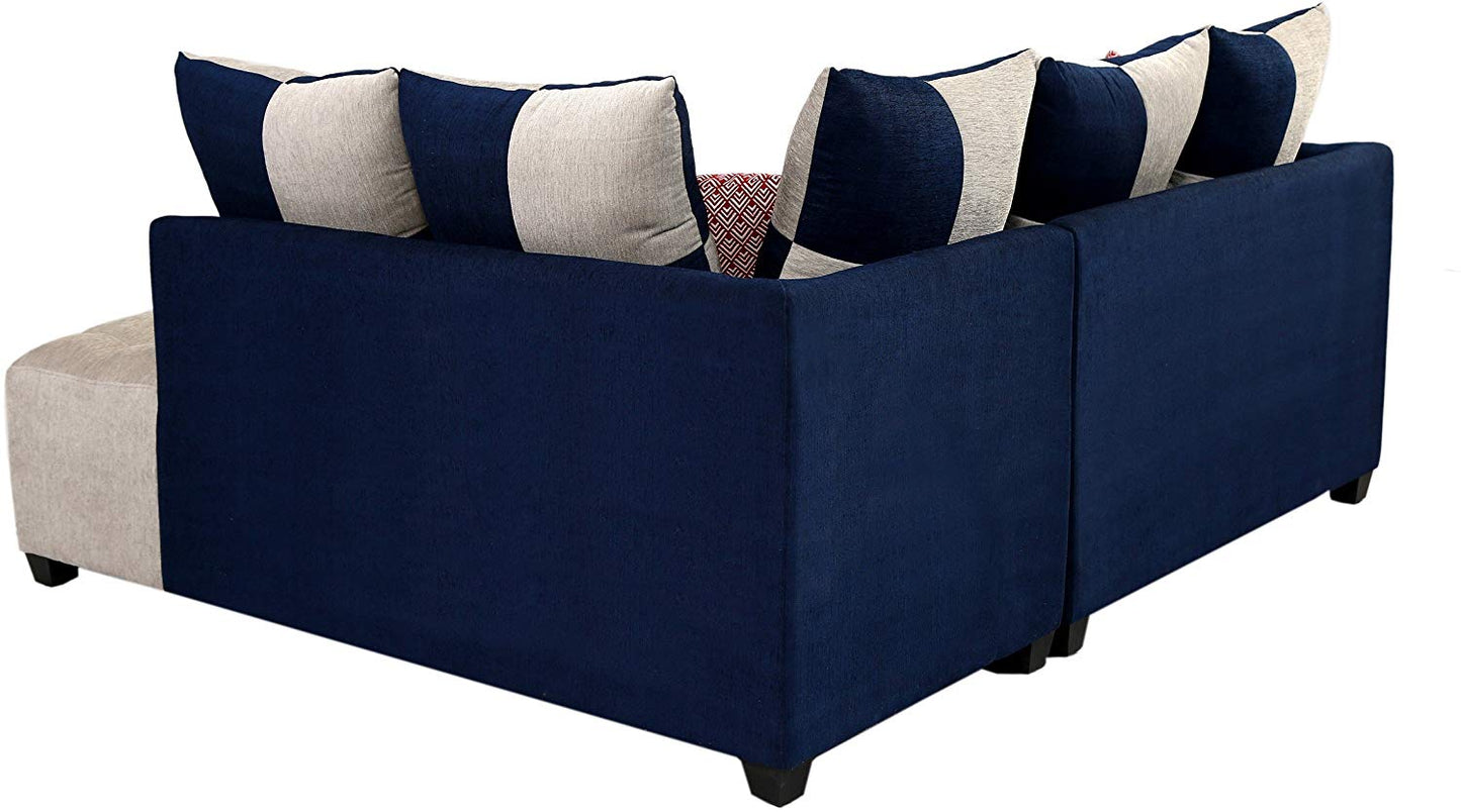 L Shape Sofa Set- Fabric Sofa Set (Grey and Blue)