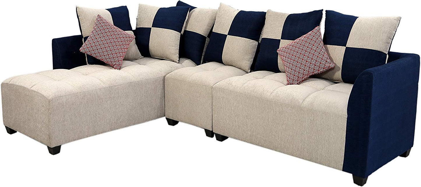 L Shape Sofa Set:- Cornett Sectional Fabric Sofa Set- LHS, (Grey & Blue)