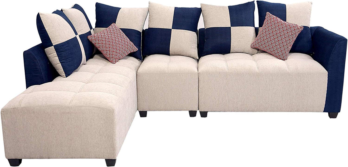 L Shape Sofa Set:- Daisuke Fabric Sofa Set (Beige & Brown)