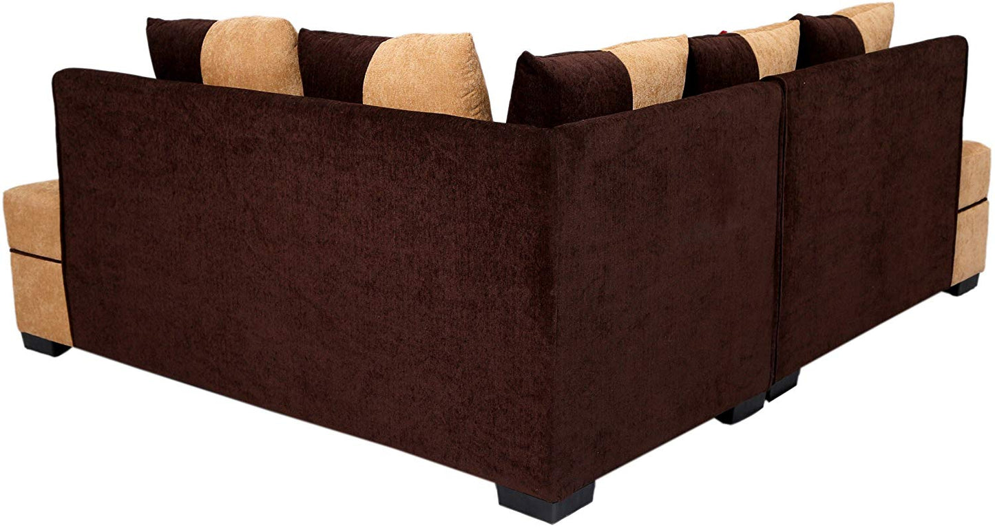 L Shape Sofa Set: Fabric Sofa Set (Beige Brown)