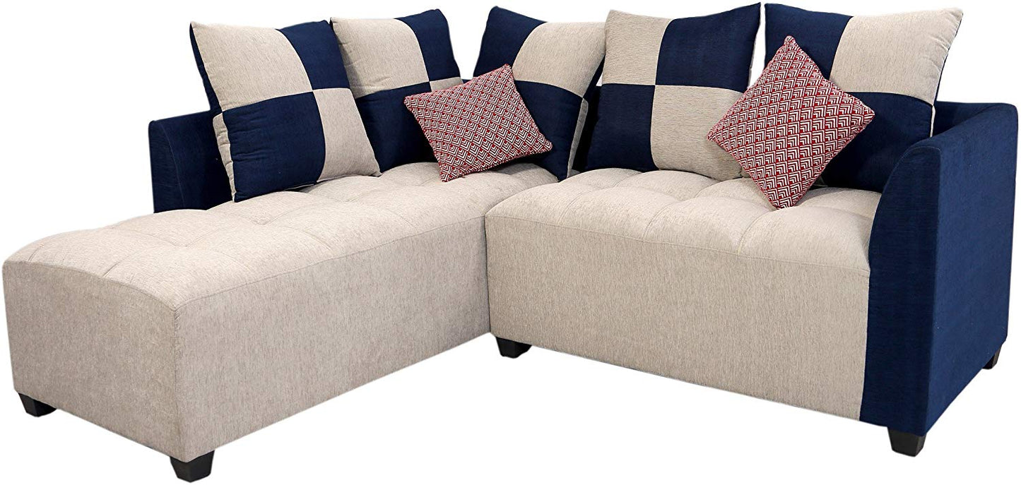 L Shape Sofa Set- Fabric Sofa Set (Grey and Blue)