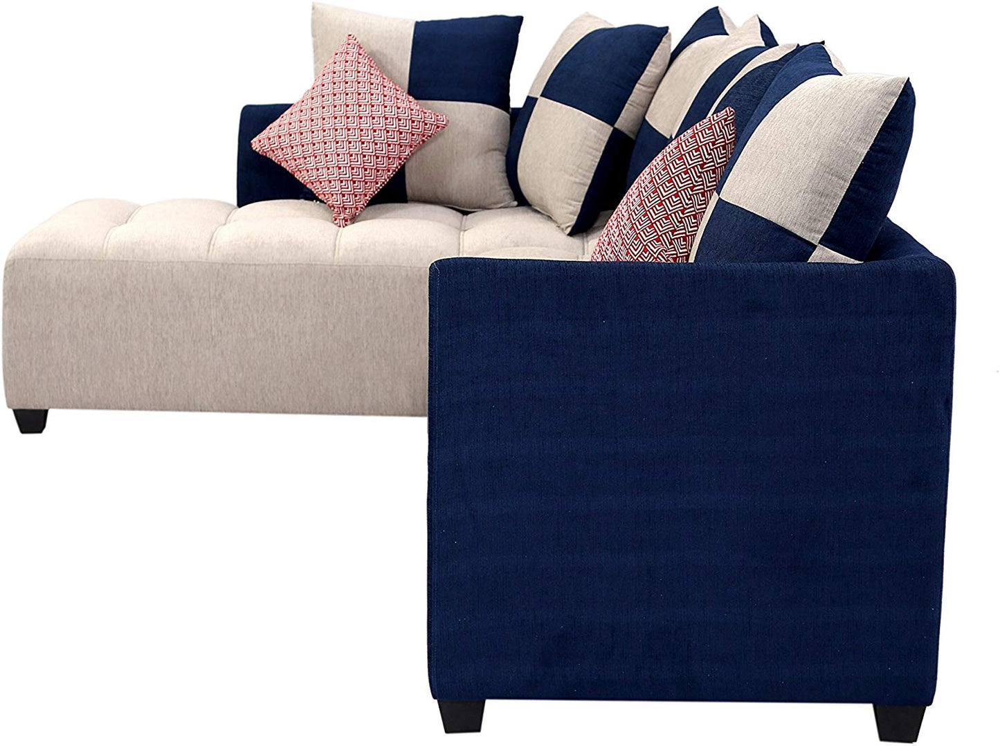 L Shape Sofa Set:- Cornett Sectional Fabric Sofa Set- LHS, (Grey & Blue)