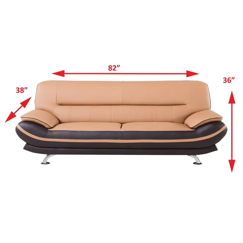 Office Sofa: 82'' Vegan Leatherette Pillow Top Arm Sofa
