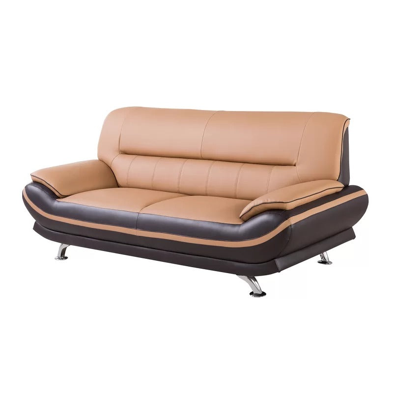 Office Sofa: 82'' Vegan Leatherette Pillow Top Arm Sofa
