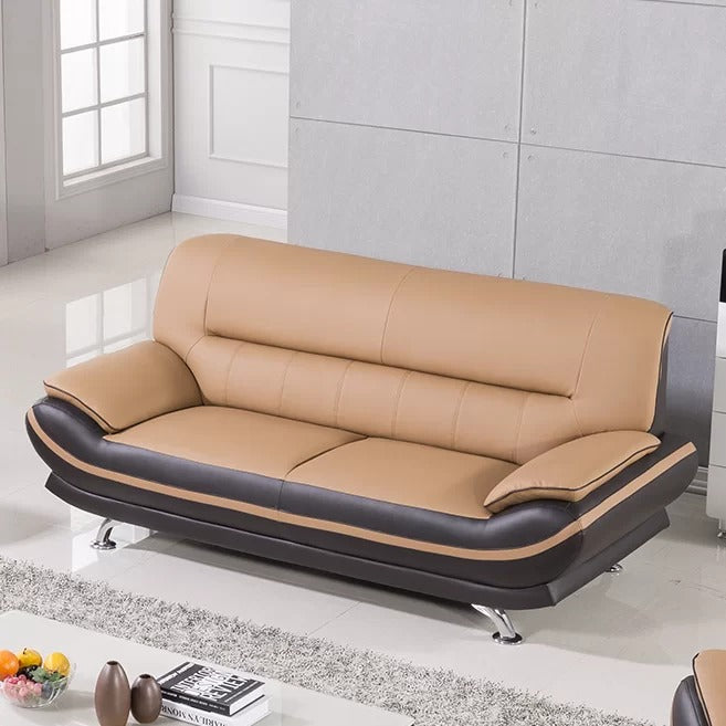 Office Sofa: 82'' Vegan Leatherette Pillow Top Arm Sofa