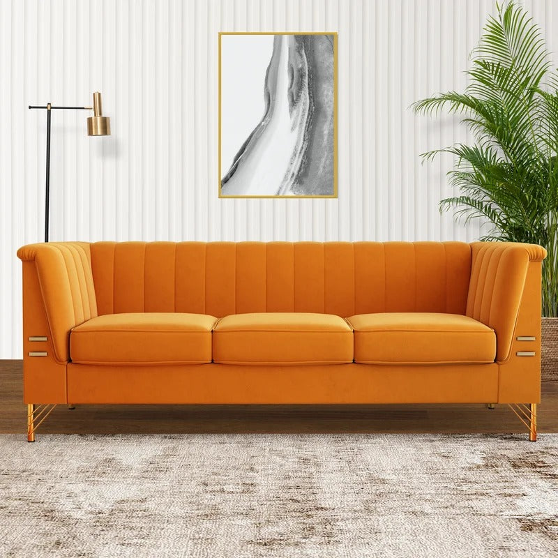Office Sofa: 83.5'' Velvet Tuxedo Arm Sofa