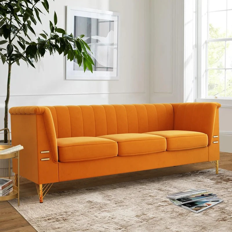 Office Sofa: 83.5'' Velvet Tuxedo Arm Sofa