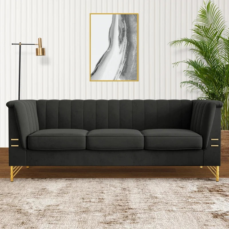 Office Sofa: 83.5'' Velvet Tuxedo Arm Sofa