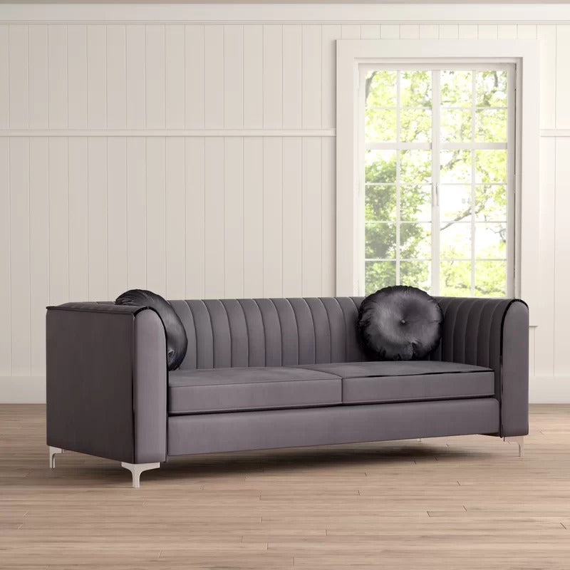 Office Sofa: 86.5'' Velvet Tuxedo Arm Sofa