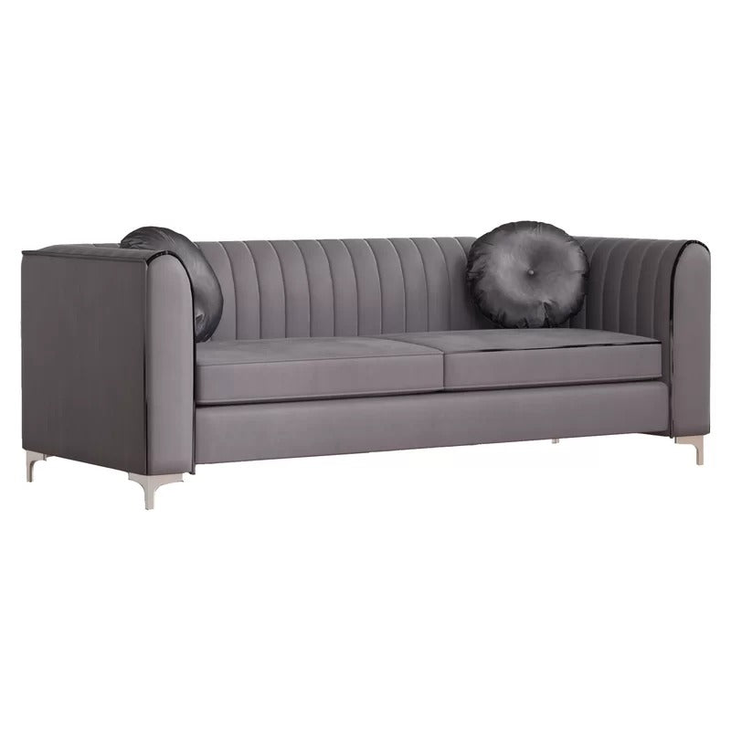 Office Sofa: 86.5'' Velvet Tuxedo Arm Sofa