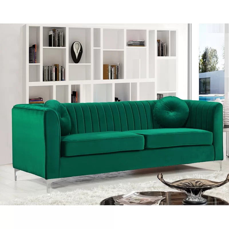 Office Sofa: 86.5'' Velvet Tuxedo Arm Sofa