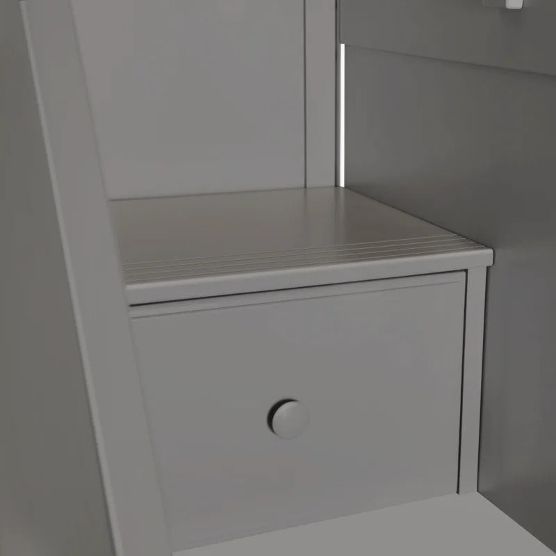 Bunk Bed: 8 Drawer Solid Wood L-Shaped Bunk Bed