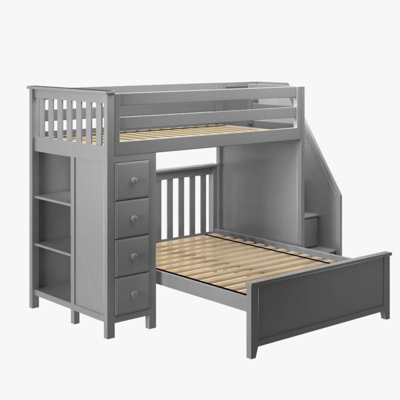 Bunk Bed: 8 Drawer Solid Wood L-Shaped Bunk Bed